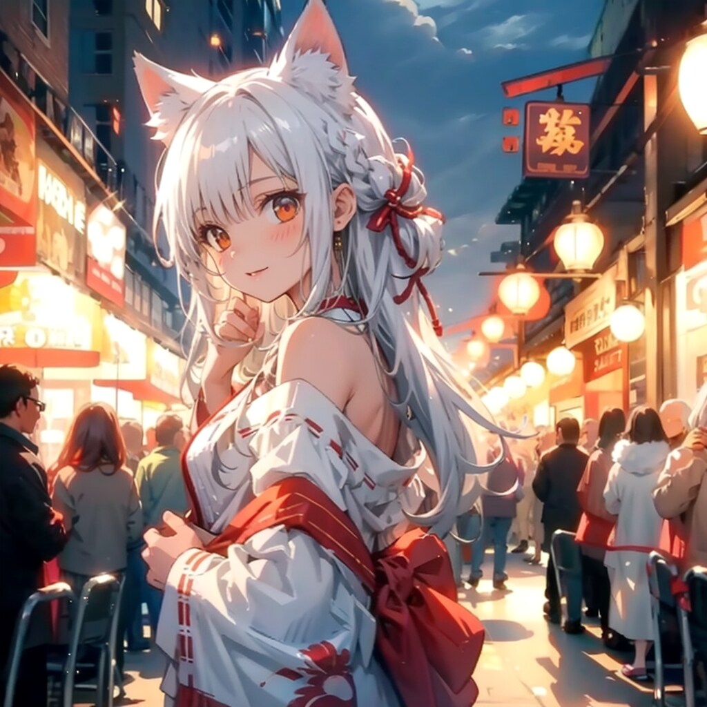 うちキャラシリーズ「白狐巫女さん街へゆく」TOPAZ