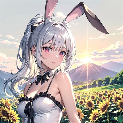 ひまわり畑なのです🌻🐰🌻