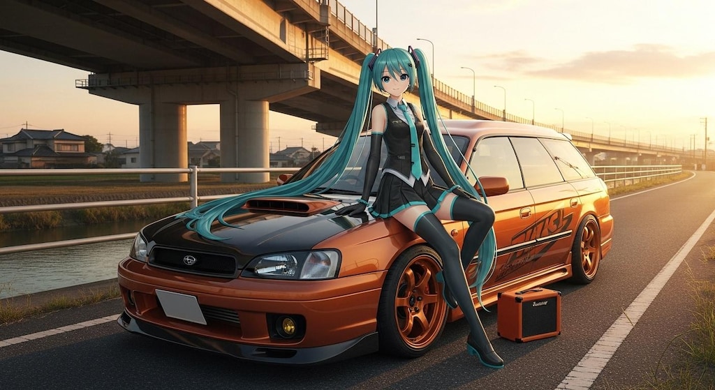 初音ミクとレガシィツーリングワゴン