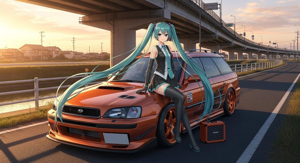 初音ミクとレガシィツーリングワゴン