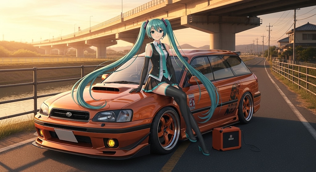 初音ミクとレガシィツーリングワゴン