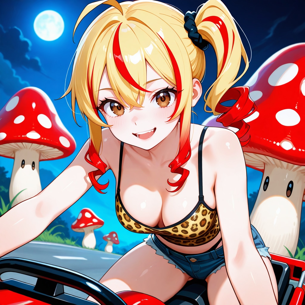 赤いキノコとゴーカート。
