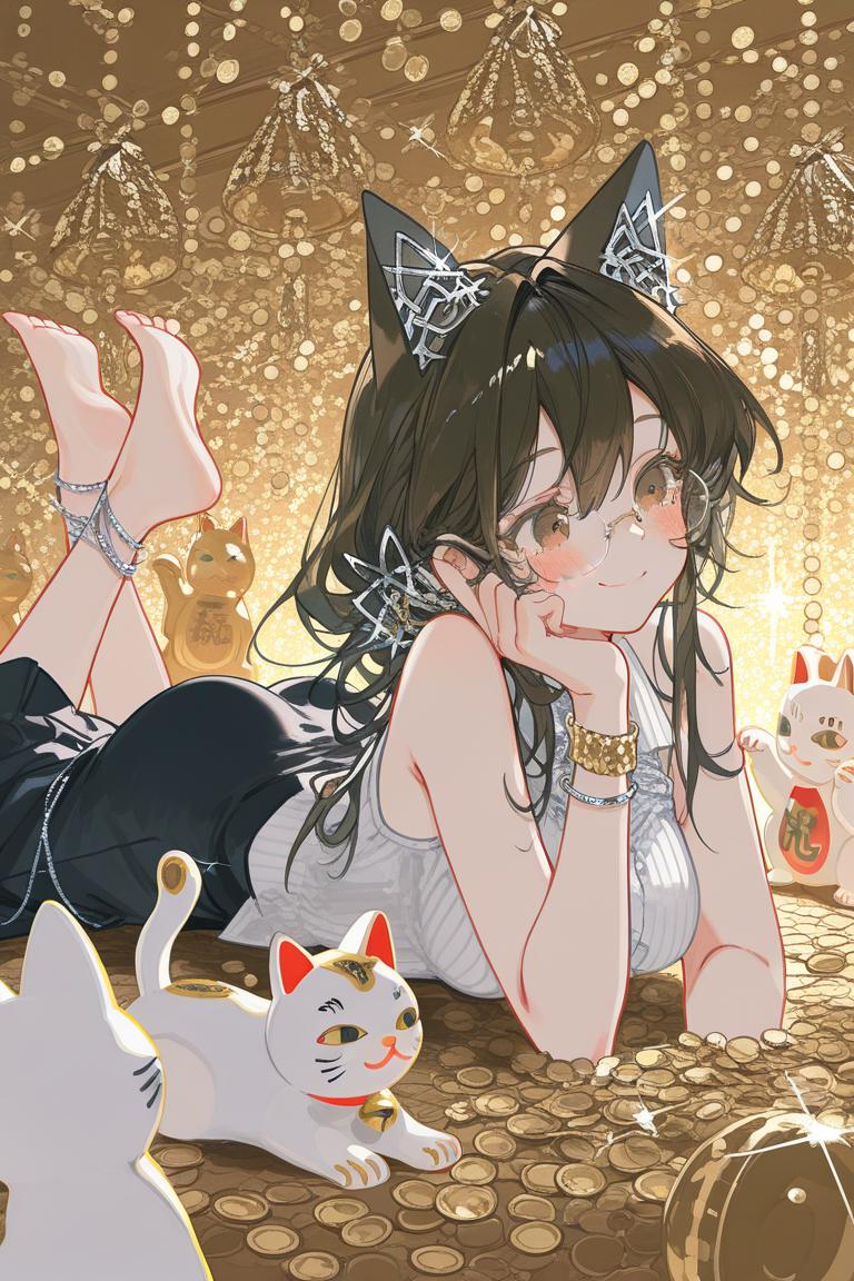 <全員>AIなないろ猫むすめ 6日目 猫に小判(金ピカ財宝むすめ)