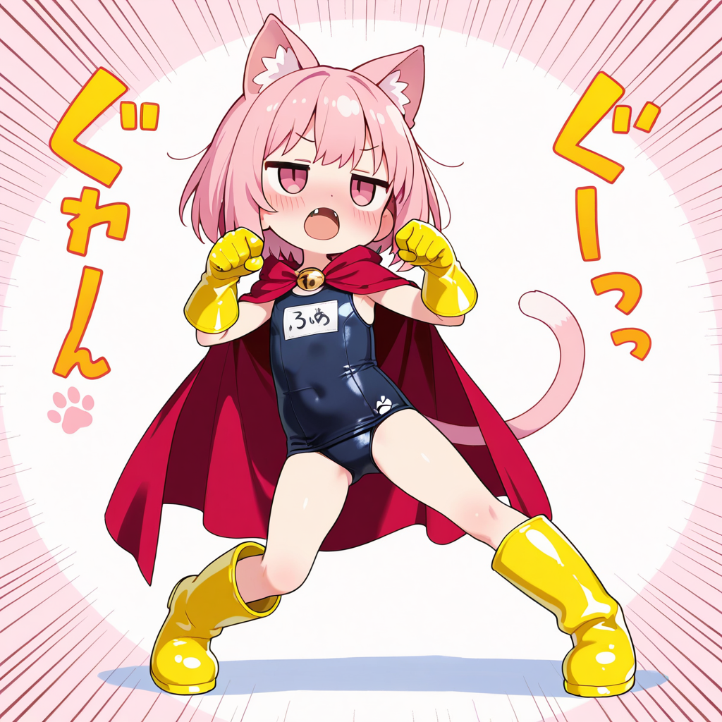 ラバー製スク水とグローブと長靴を履いたねこちゃん！！