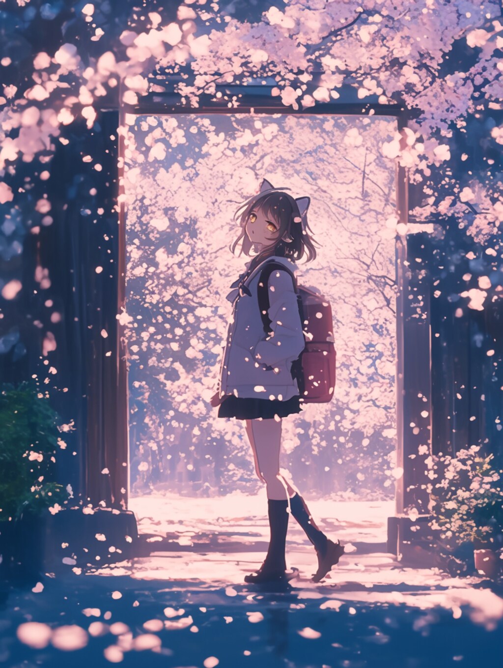 桜が舞う通学路🐾