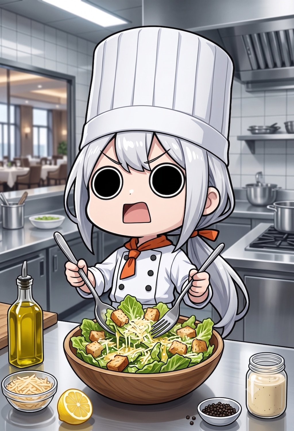 シーザーサラダを作るえらいこっちゃ嬢