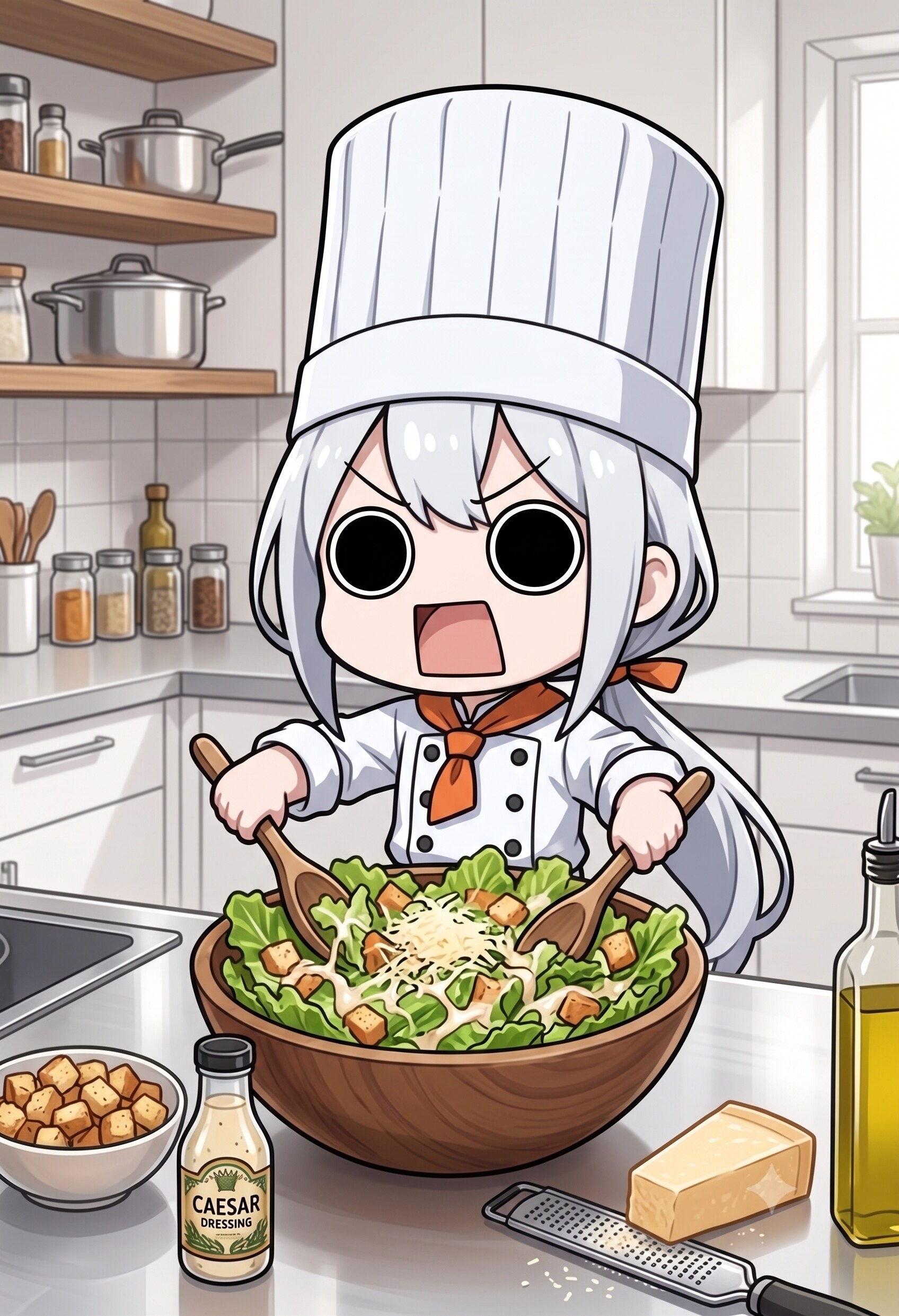 シーザーサラダを作るえらいこっちゃ嬢