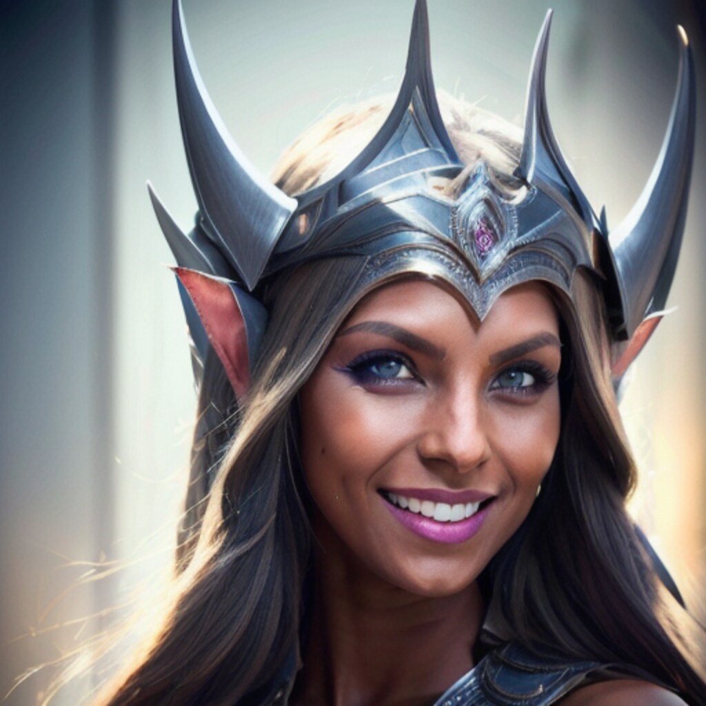 明るい笑顔のダークエルフ