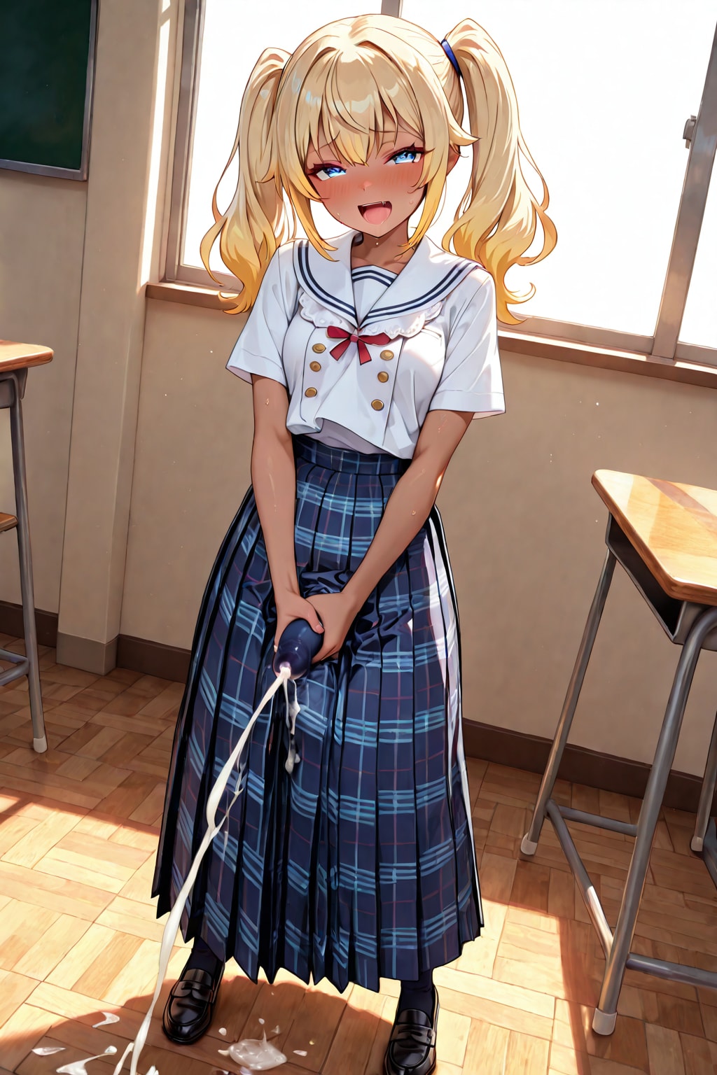 A gal futanari ejaculating through clothes