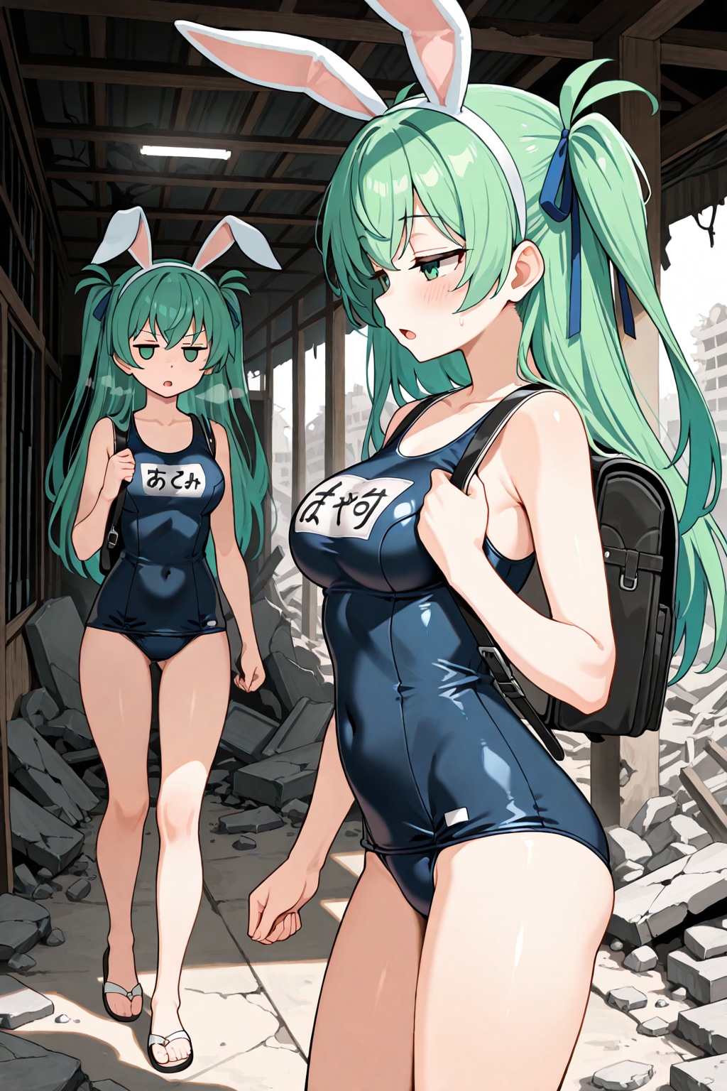 牛柄ビキニとスク水バニー