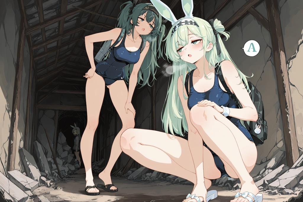 牛柄ビキニとスク水バニー