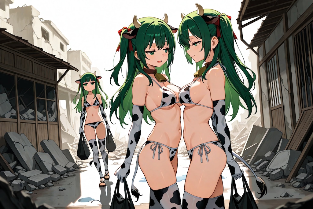 牛柄ビキニとスク水バニー