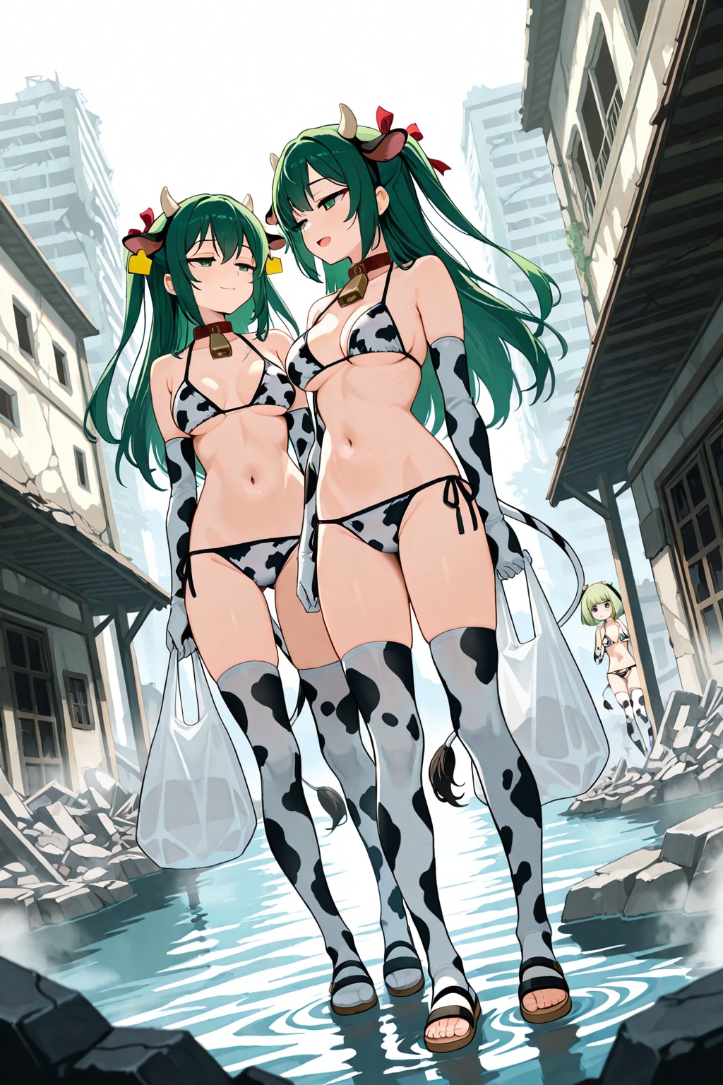 牛柄ビキニとスク水バニー