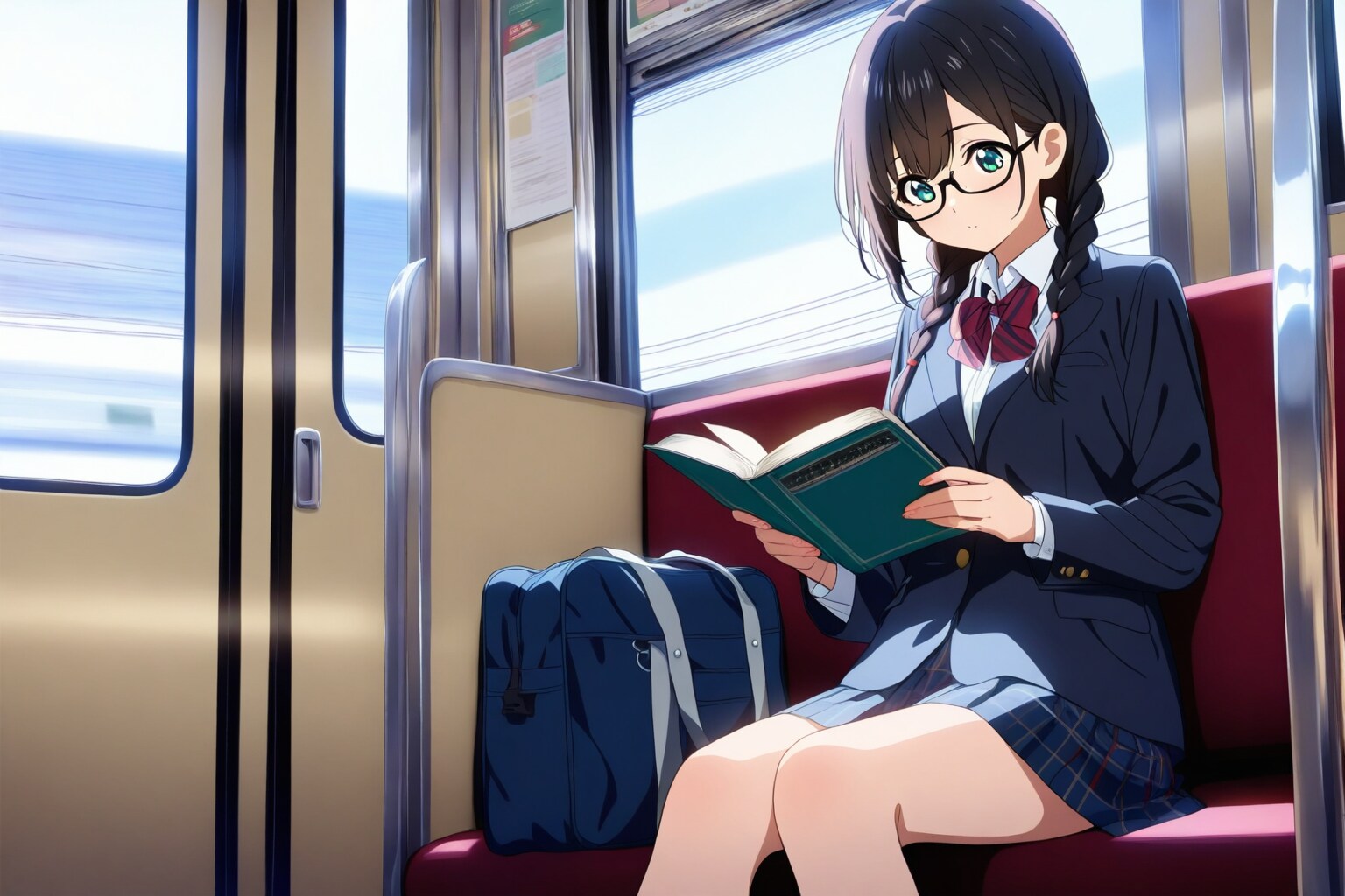 電車の中の文学少女 | の人気AIイラスト・グラビア