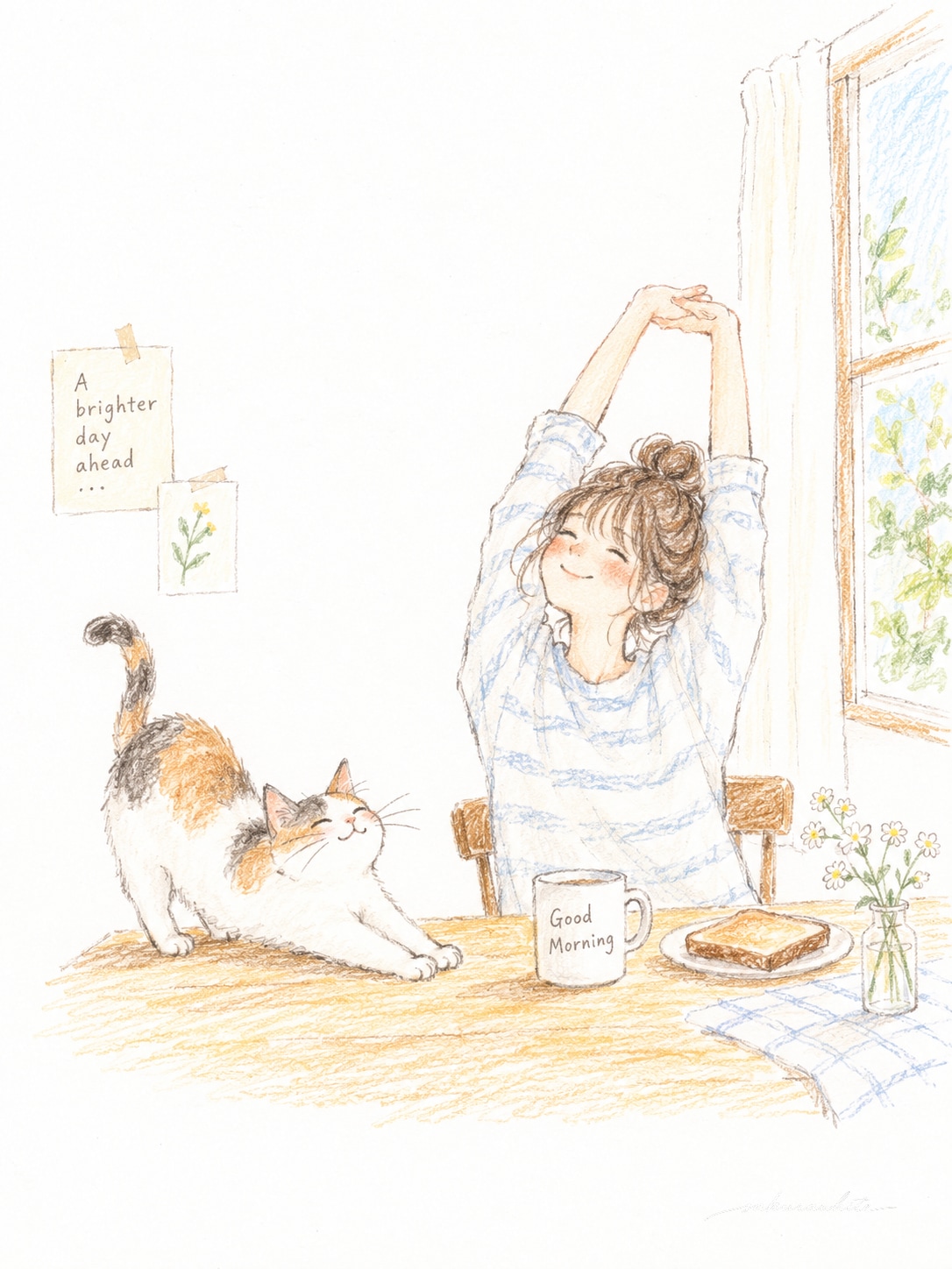 ٩(*´∇`)۶おはよう☕ 今日もHappyに🎶 | の人気AIイラスト・グラビア