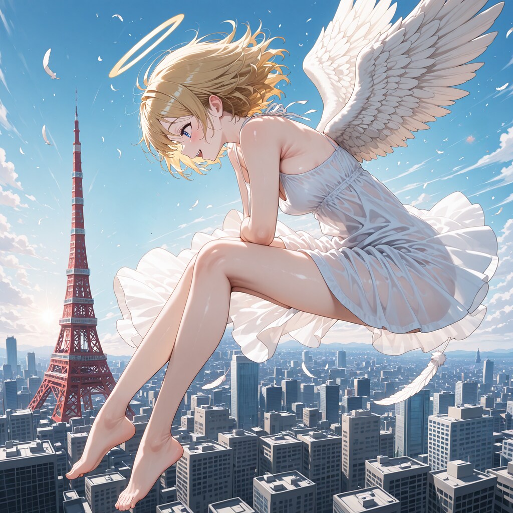 東京を観光する天使ちゃん