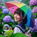 雨と紫陽花と少女 2枚目