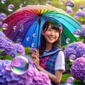 雨と紫陽花と少女 4枚目