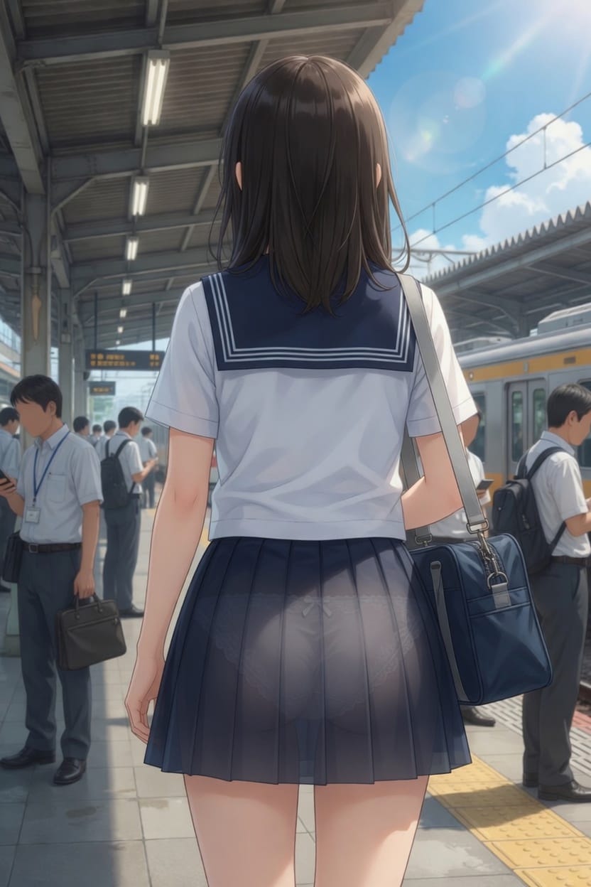 夏スカートが透けてる女の子