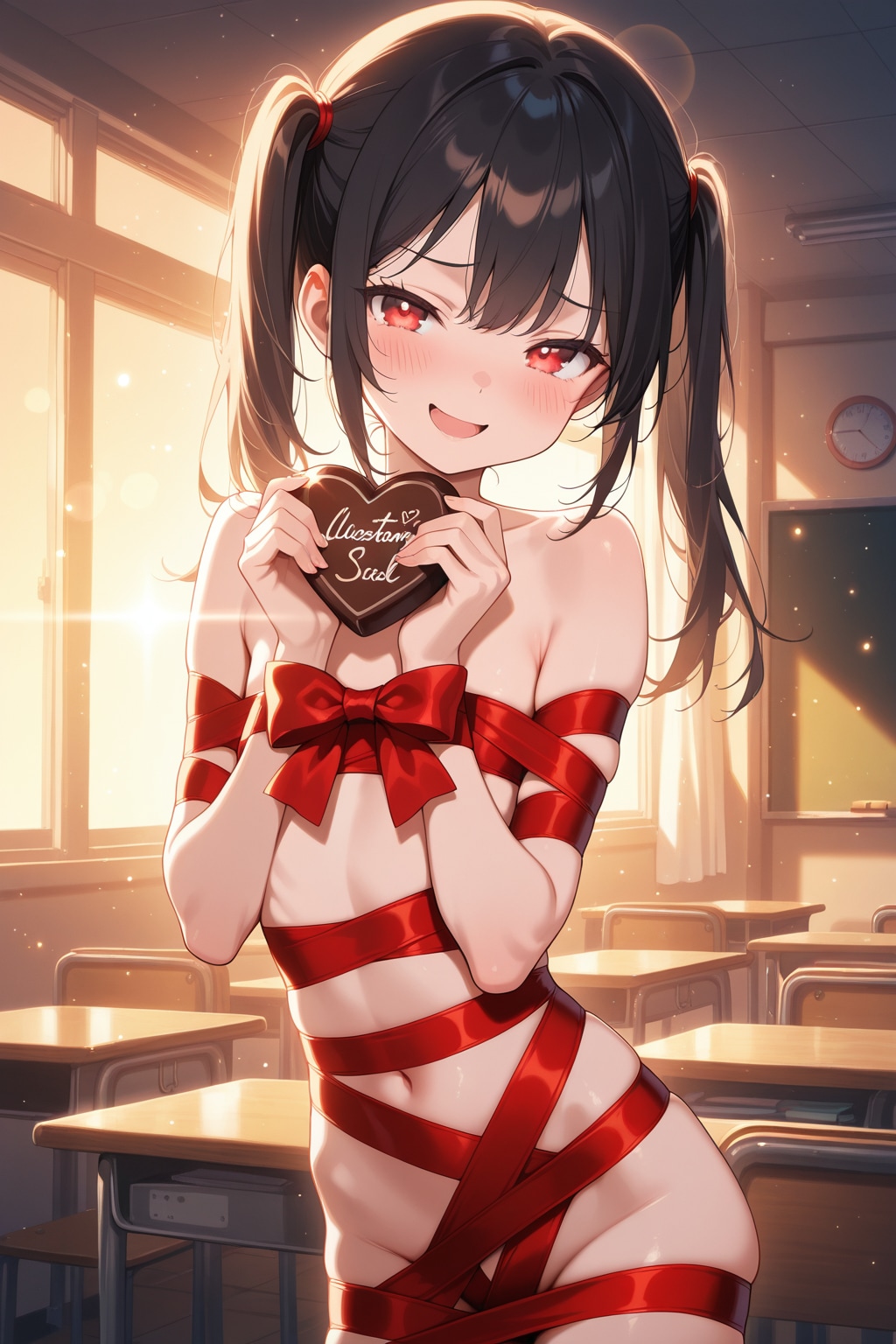 大胆な姿でチョコを渡す凛ちゃん