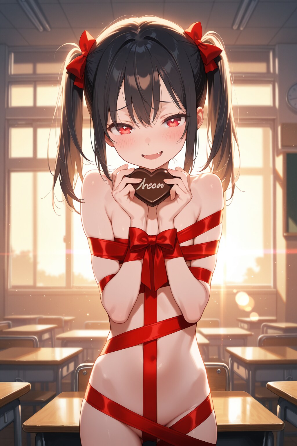 大胆な姿でチョコを渡す凛ちゃん