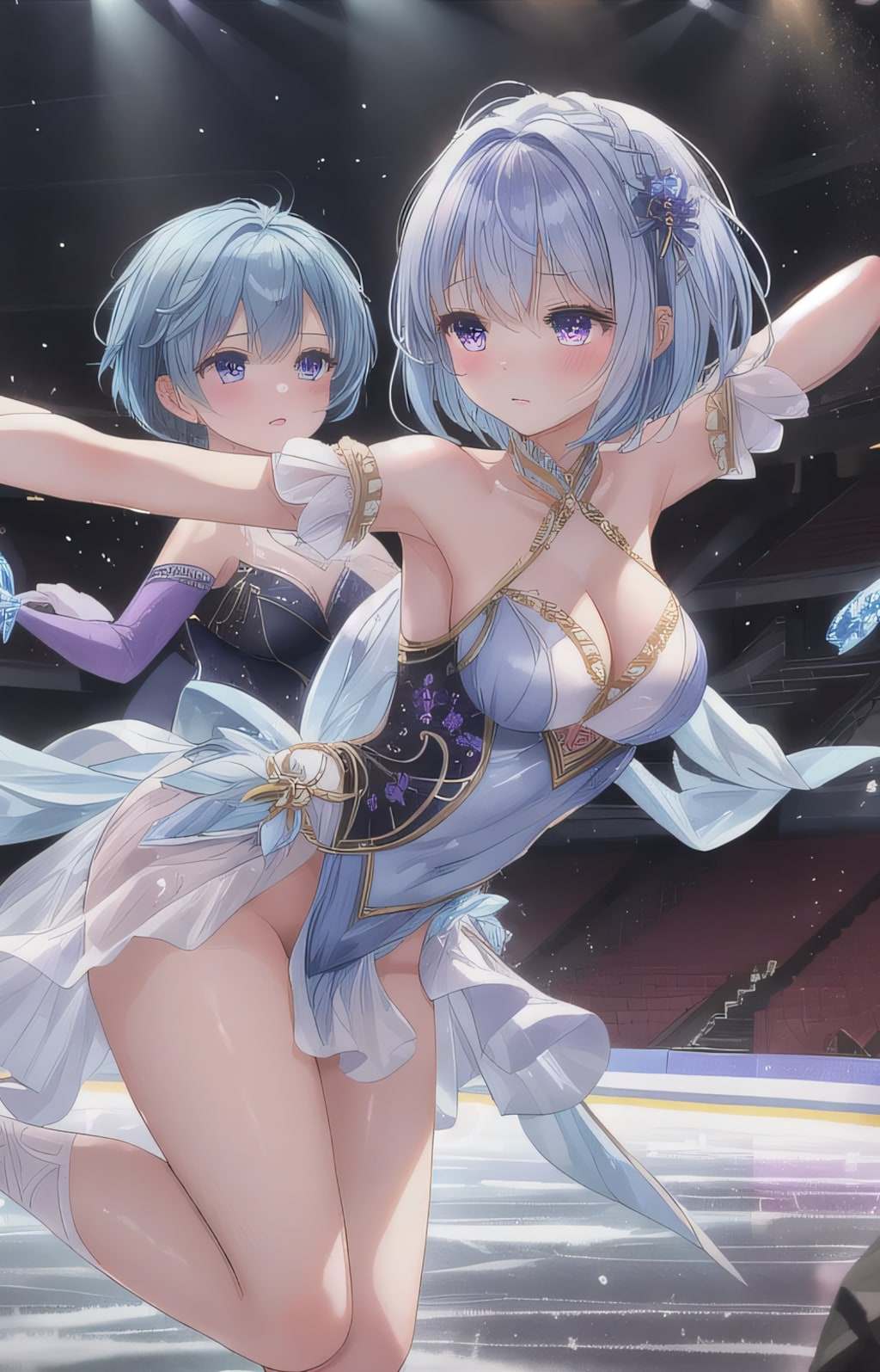 青髪ボブでアイススケートの少女