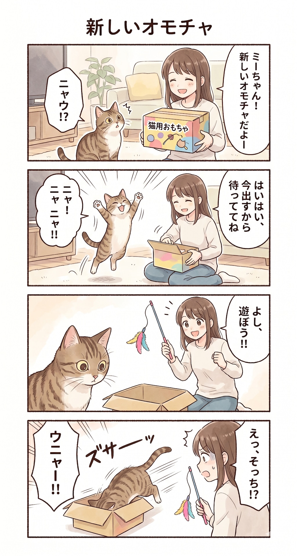 #39 ゆる日常4コマ「新しいオモチャ」