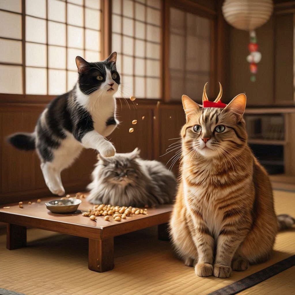 節分する猫 | の人気AIイラスト・グラビア