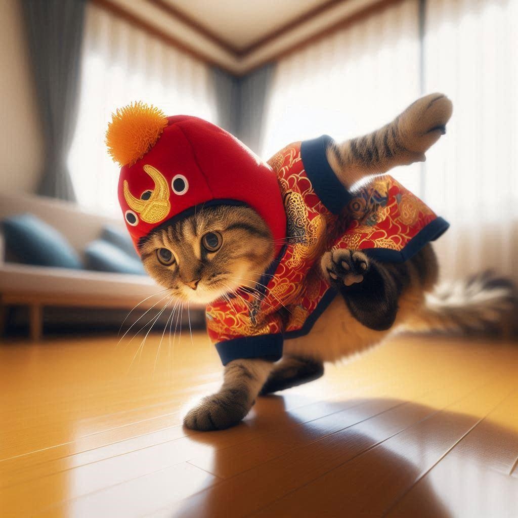節分する猫