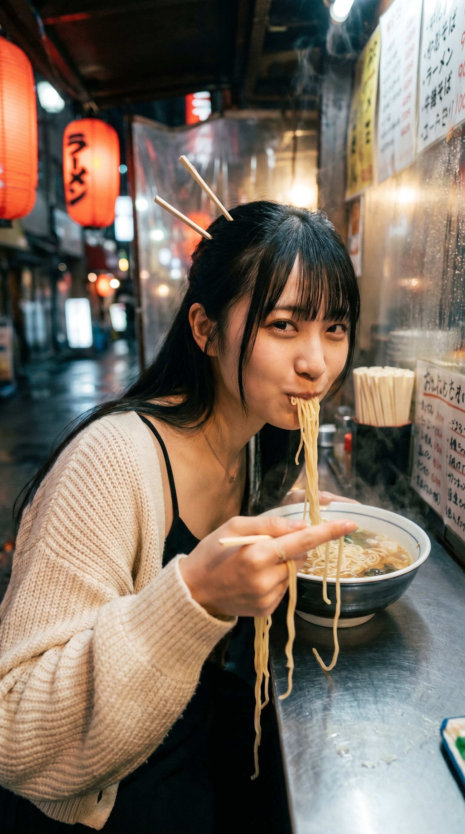 Midnight Noodles Under Red Lanterns | の人気AIイラスト・グラビア
