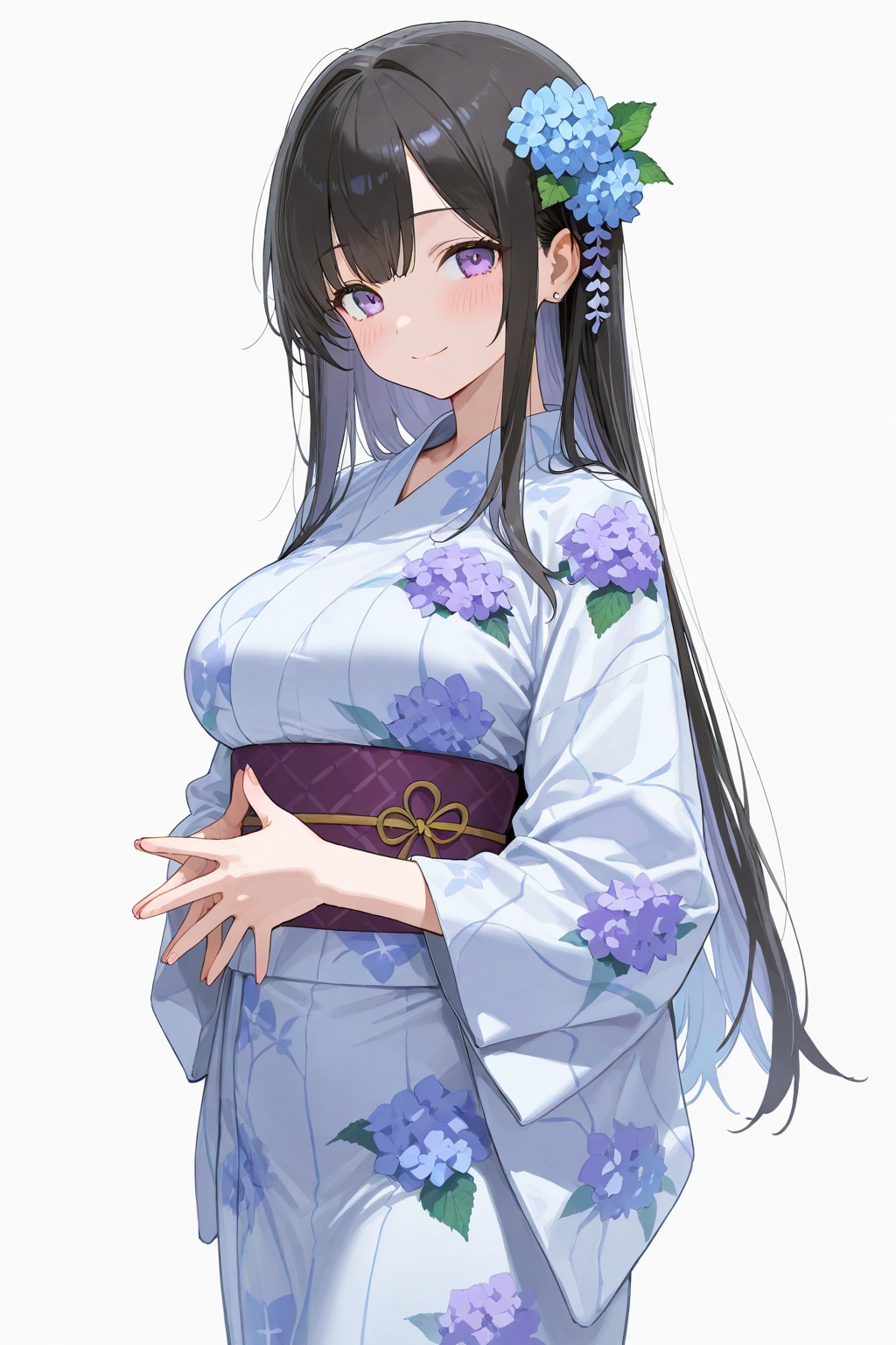 紫陽花と浴衣の姫様