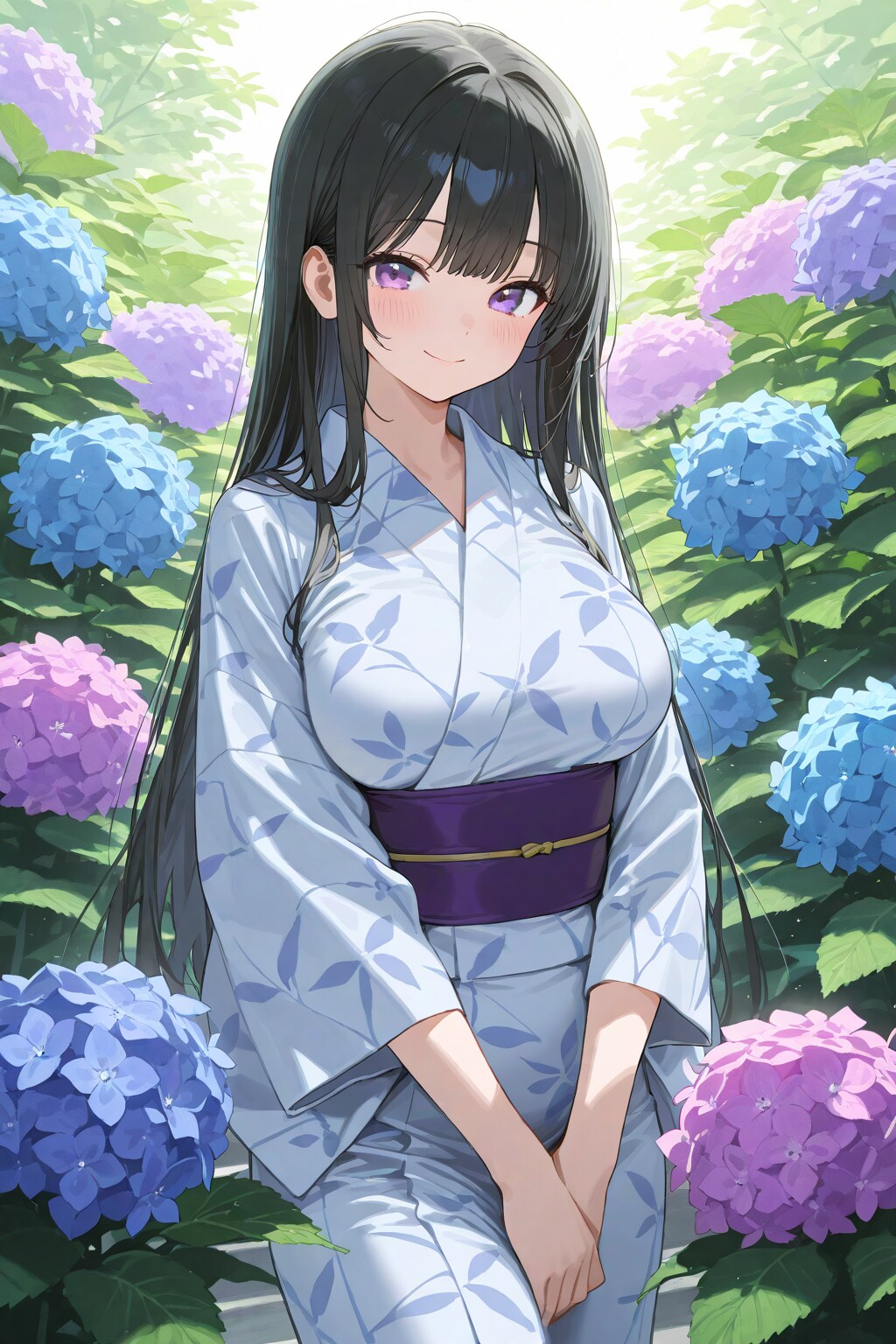 紫陽花と浴衣の姫様