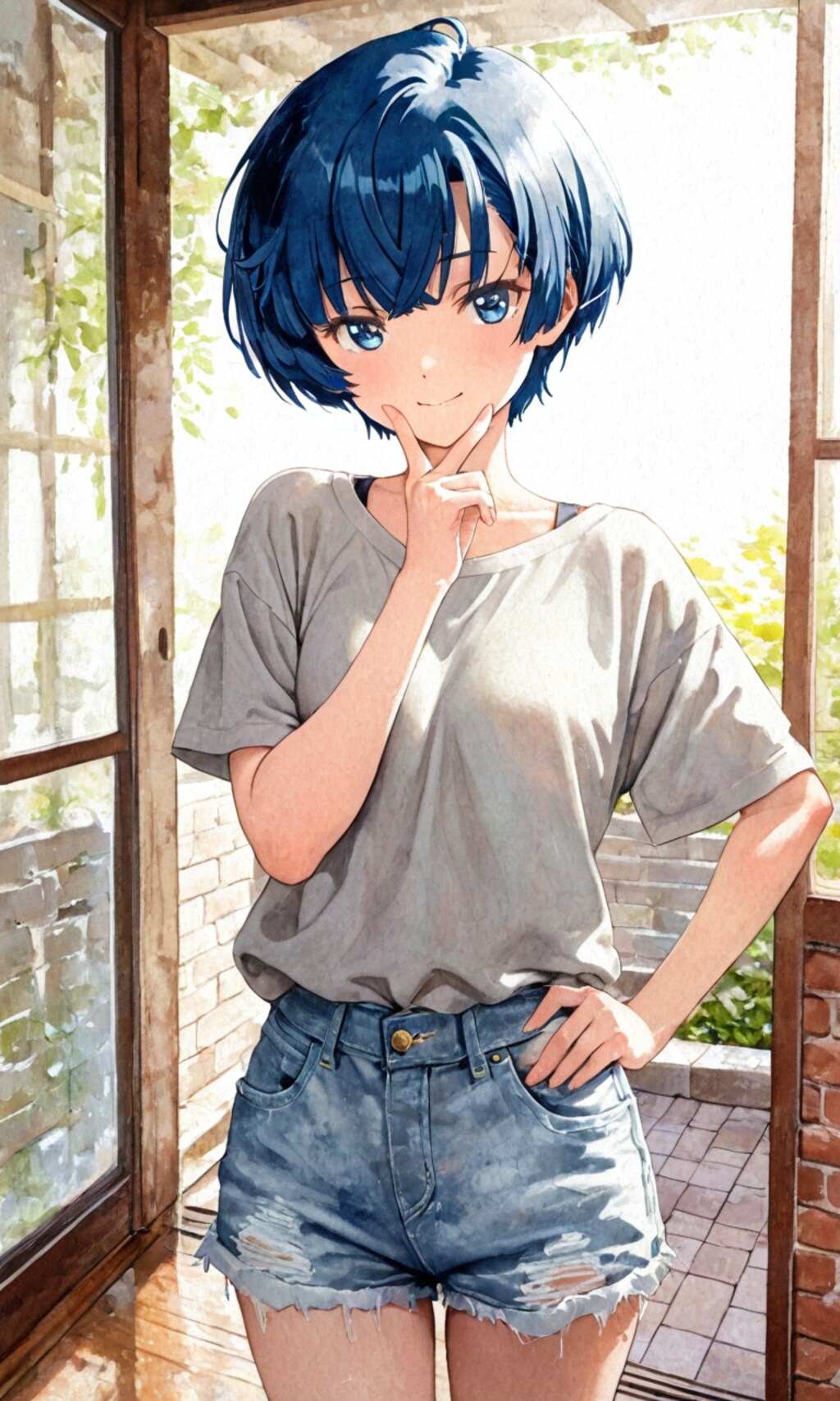 柑菜ちゃん顎の手前でVサイン