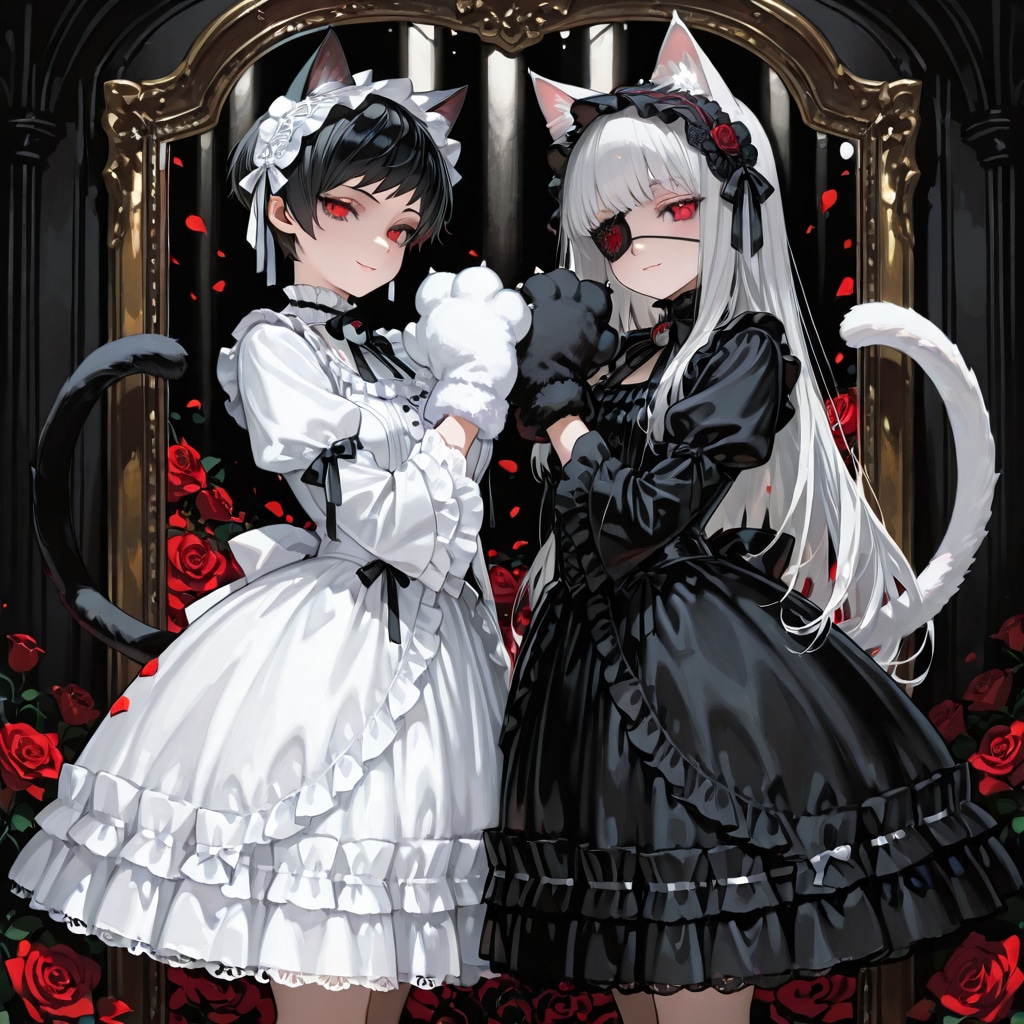 黒猫さんと白猫さんの双子。 | の人気AIイラスト・グラビア