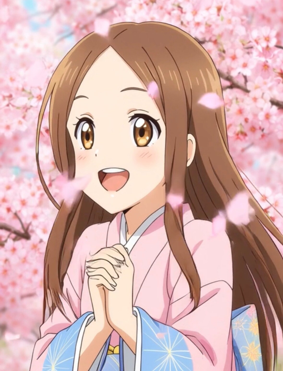 桜の木に感動している、からかい上手の高木さん