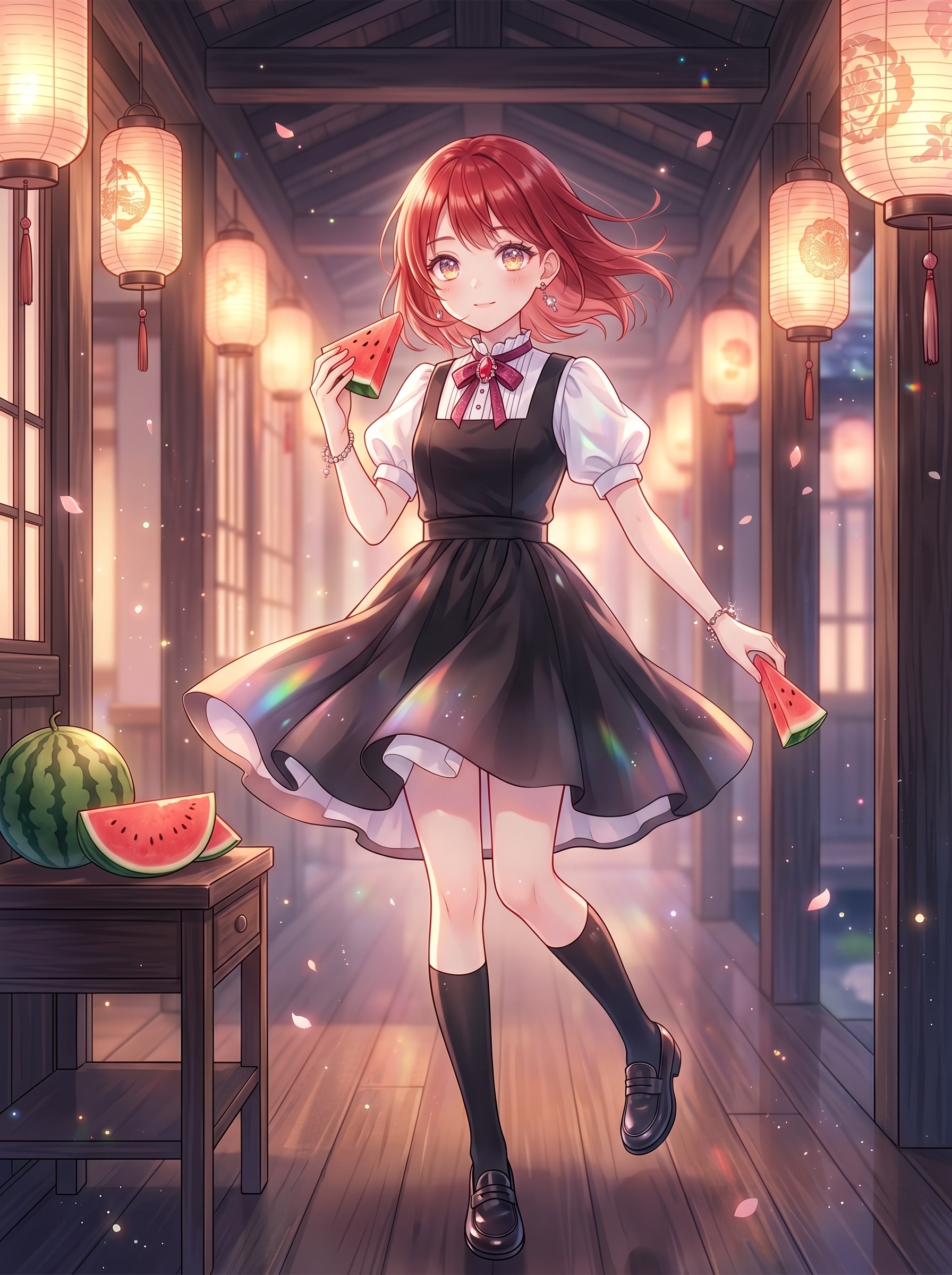 灯影に揺れる夏果の少女 | の人気AIイラスト・グラビア