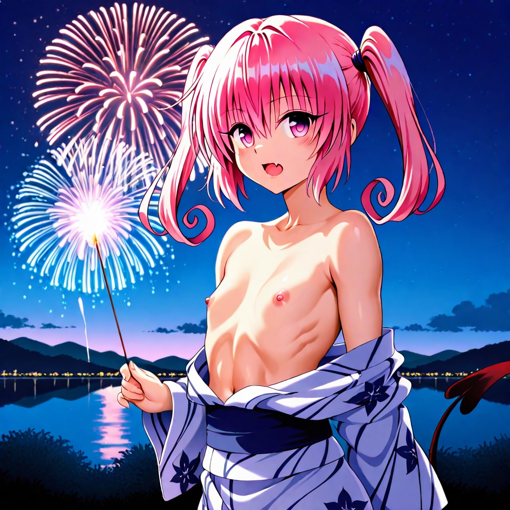 花火を鑑賞するナナ・アスタ・デビルーク