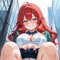 パン見せする赤髪ちゃん 3枚目