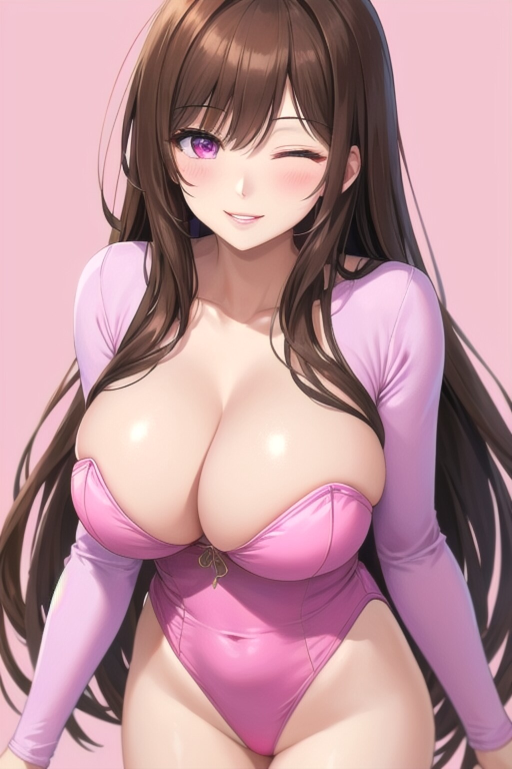 ウィンクをしている茶髪ロングのお姉さん9