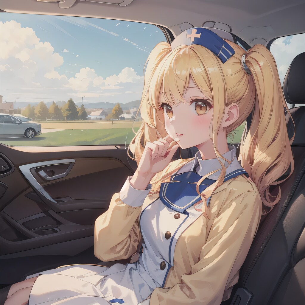 金髪ロングで車内の少女７