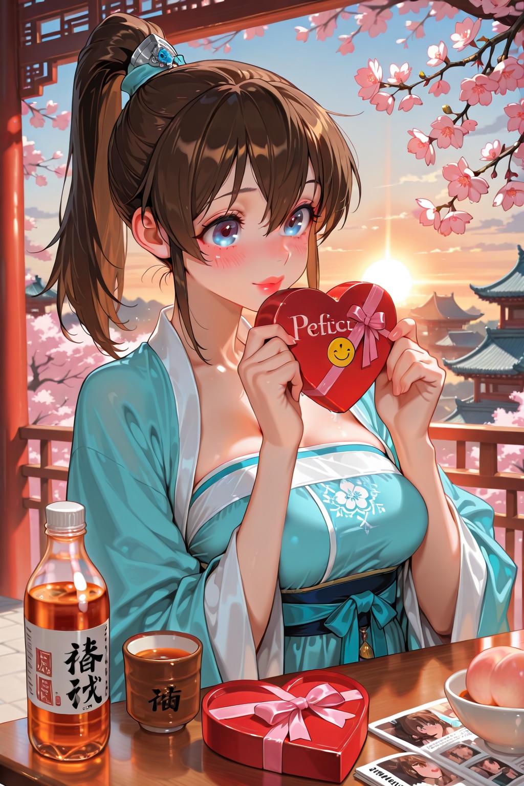 漢服の美奈子と桃の花(ちちぷい版)