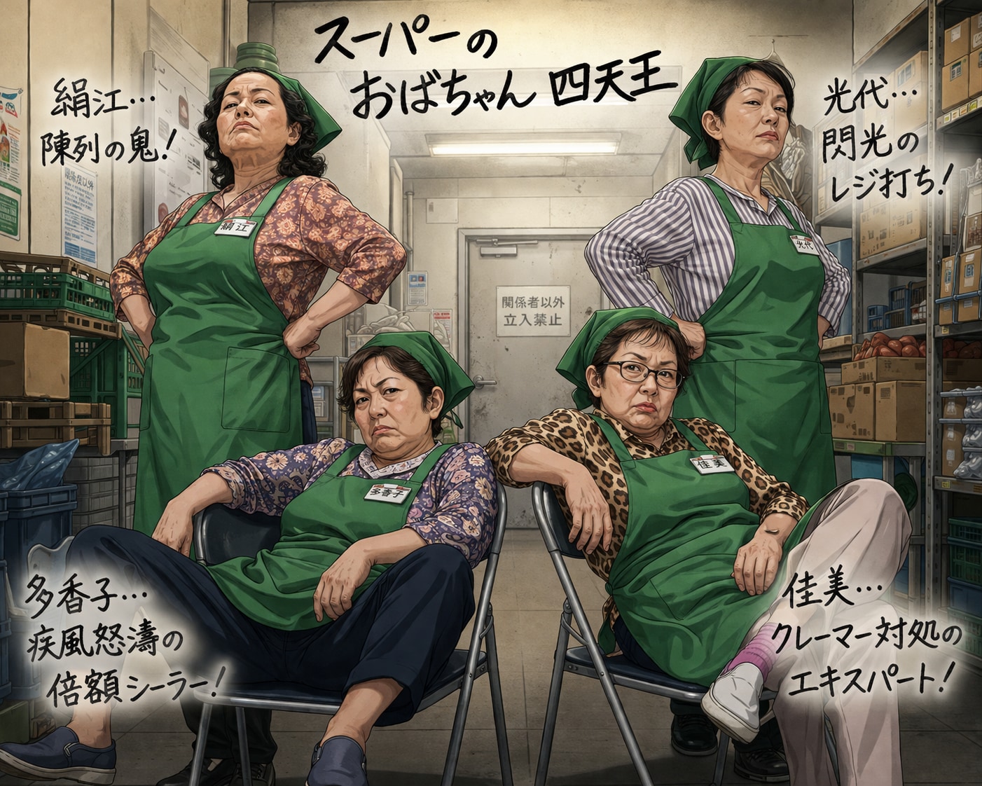 スーパーのおばちゃん四天王 | の人気AIイラスト・グラビア