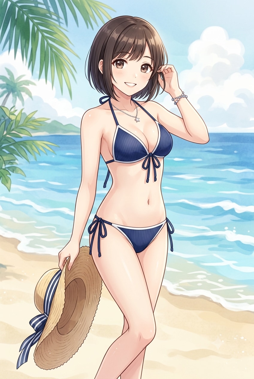スク水ビキニの美少女
