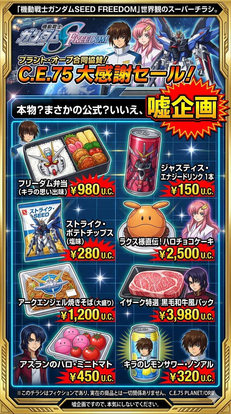 ガンダムSEED世界観のチラシ