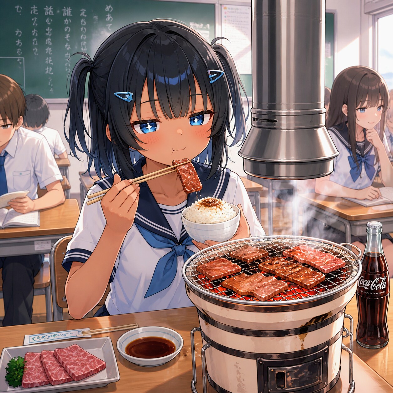 焼肉を食べるこなつちゃん