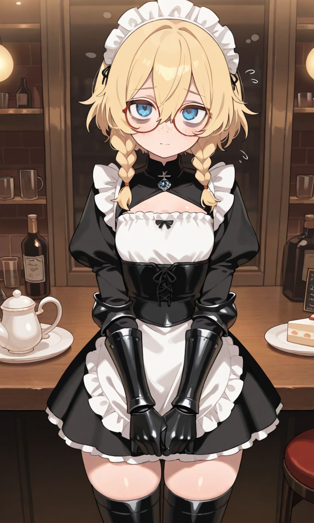 アーマーメイドカフェでバイト中