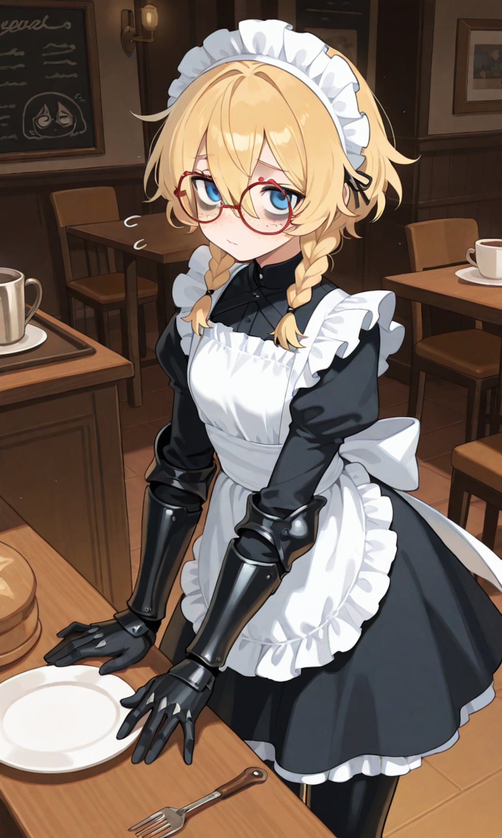 アーマーメイドカフェでバイト中