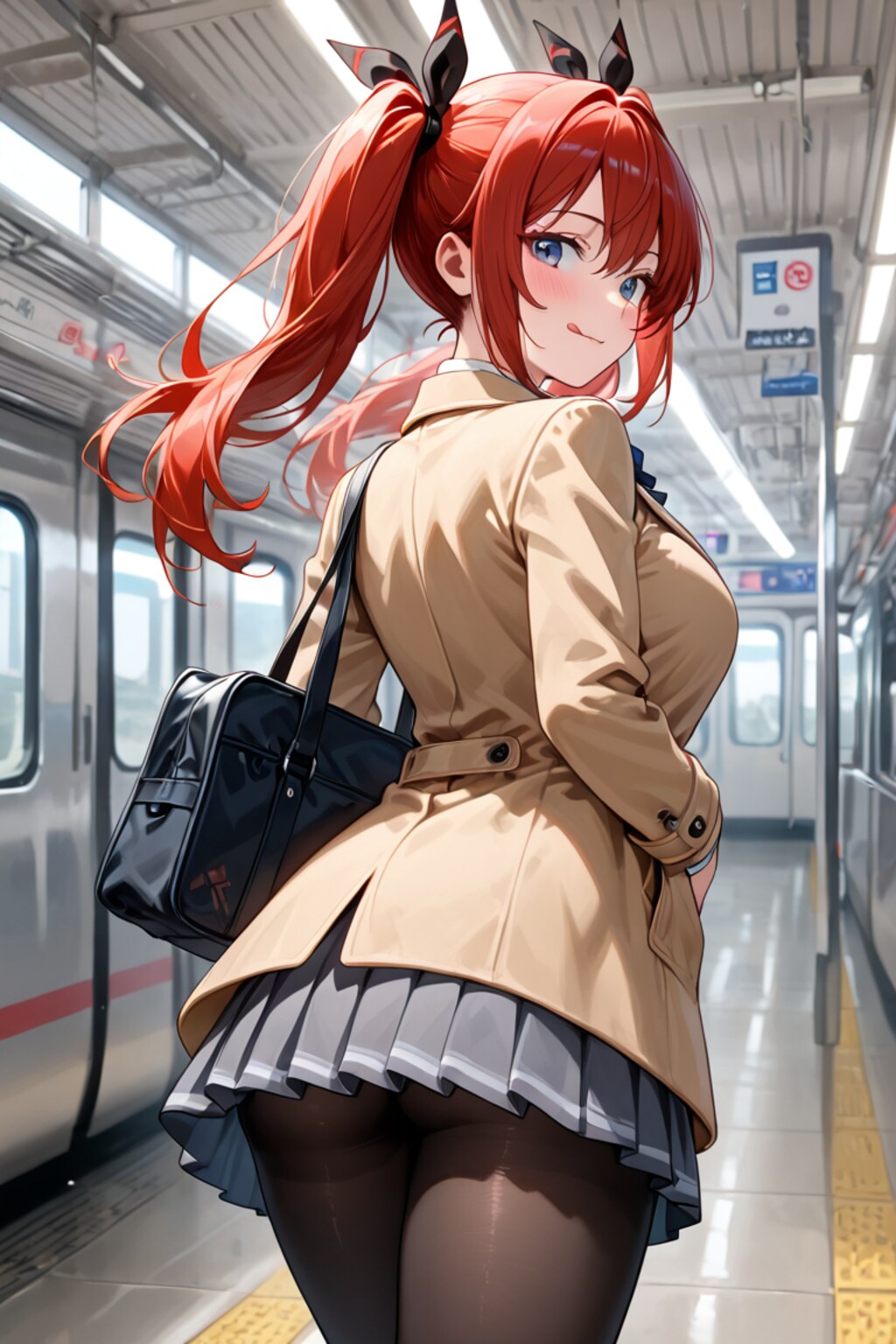 電車で振り向く彼女