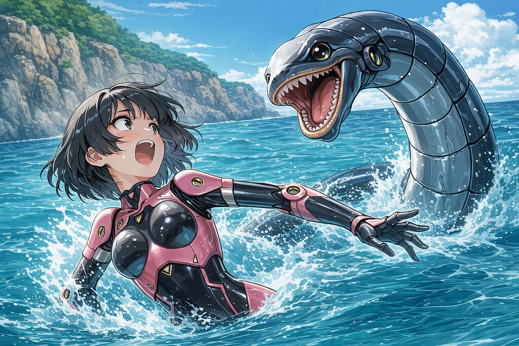 AI生成メカ娘　マンガ「ウミヘビ」