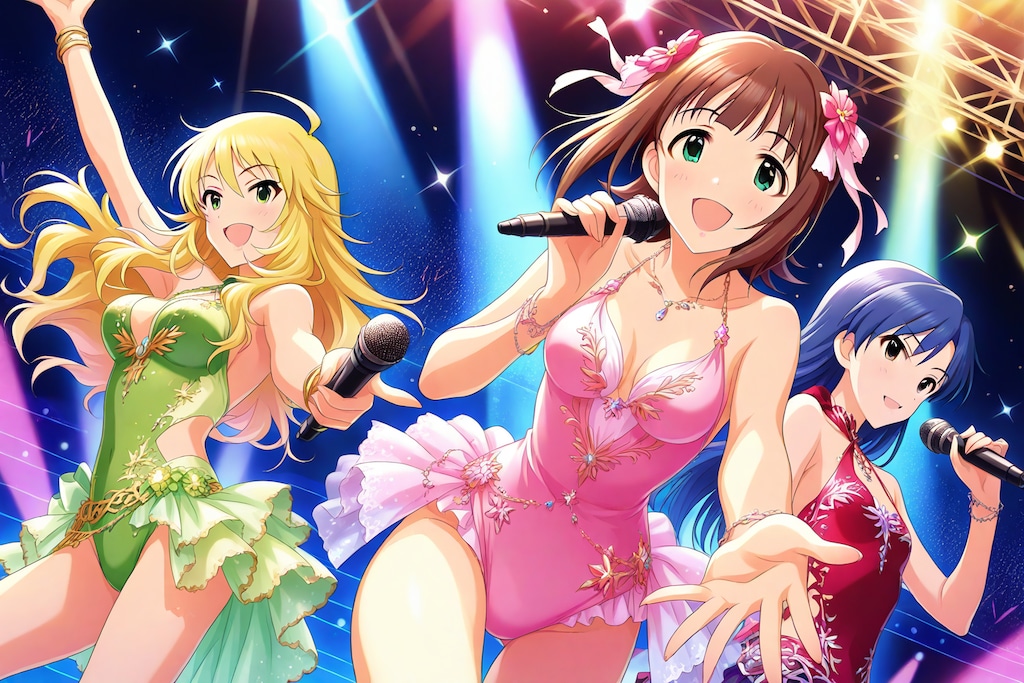 水着で歌う「天海春香 & 如月千早 & 星井美希」